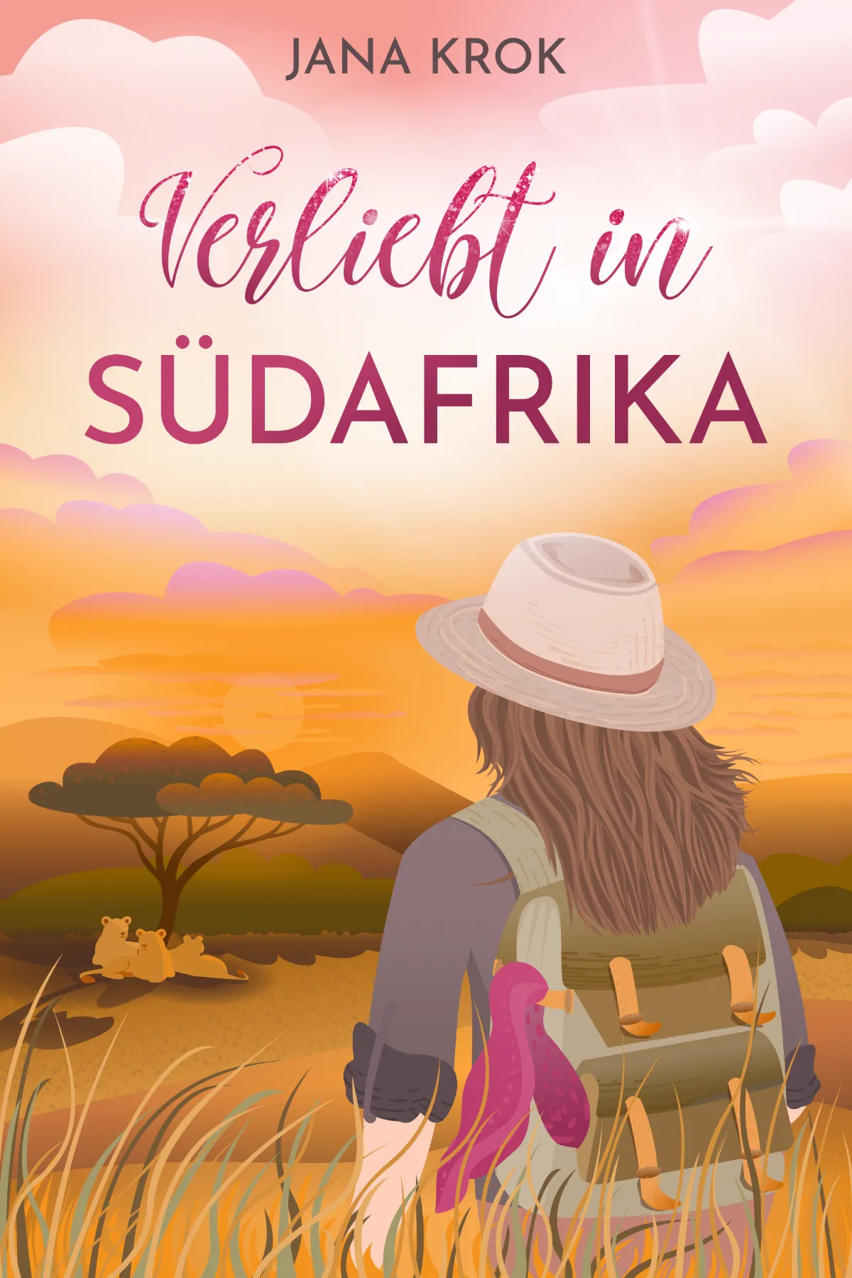 Buchcover von „Verliebt in Südafrika" von Jana Krok, gestaltet von Ramona Hammerl